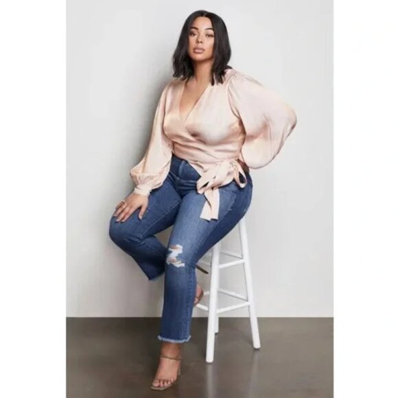 GOOD AMERICAN  Good Straight High-rise Straight Jeans - Blue407 - Plus Size 24 - Picture 1 of 12